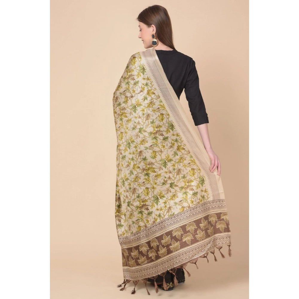 Women's Art Silk Printed Dupatta (Gold, Length: 2.25 to 2.50 Mtr) - Image 3