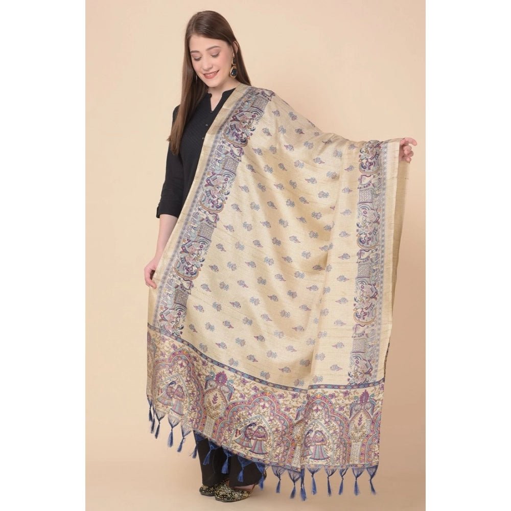 Women's Art Silk Printed Dupatta (Gold, Length: 2.25 to 2.50 Mtr) - Image 2