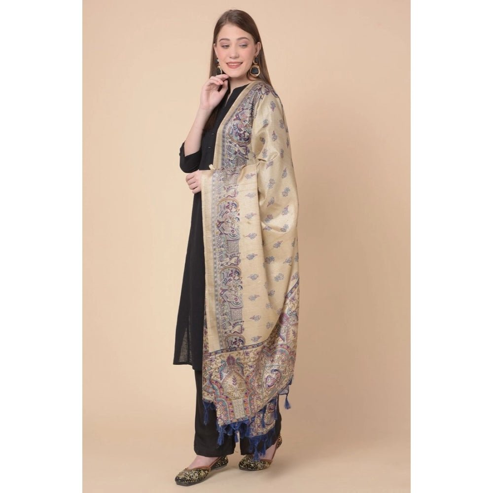 Women's Art Silk Printed Dupatta (Gold, Length: 2.25 to 2.50 Mtr) - Image 5
