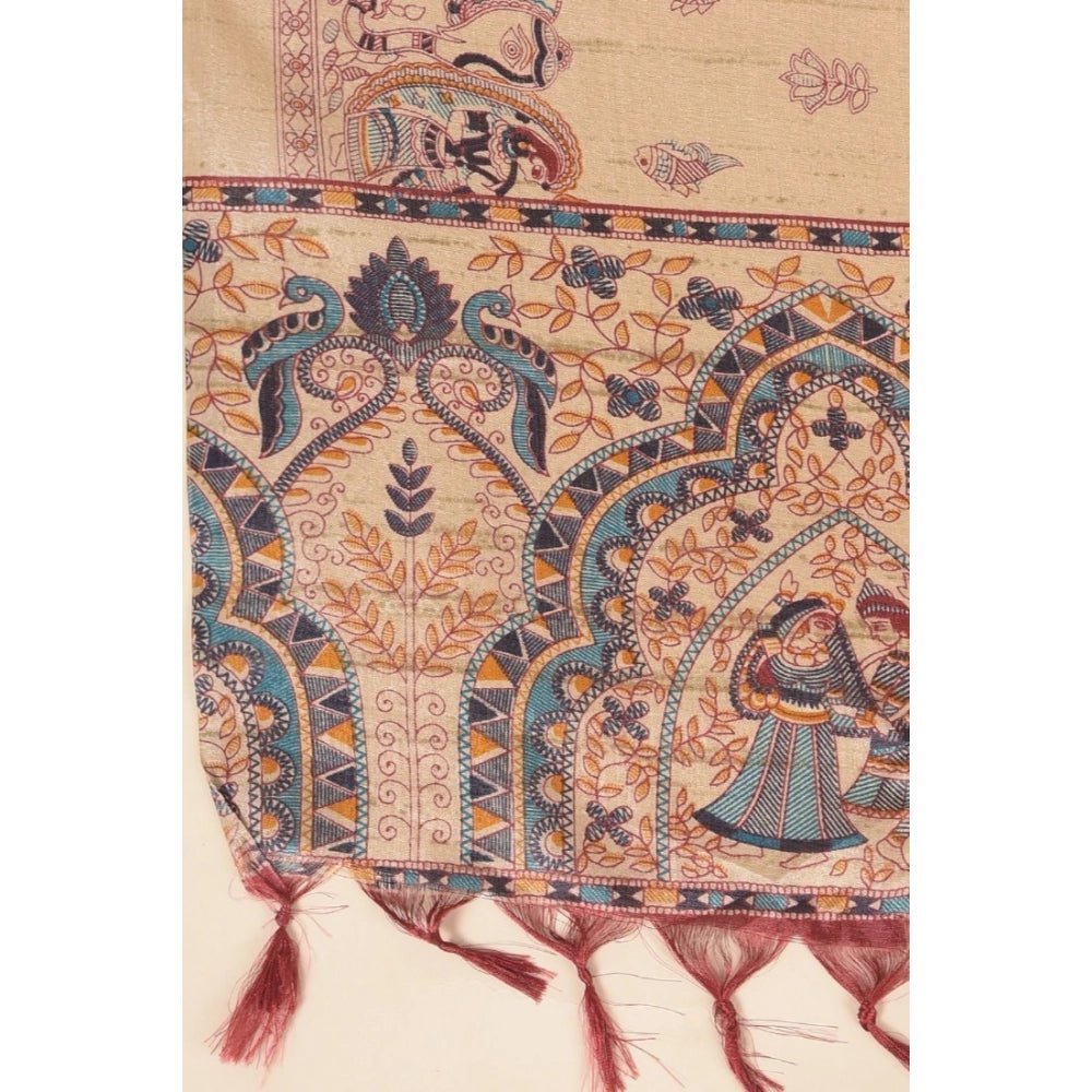 Women's Art Silk Printed Dupatta (Gold, Length: 2.25 to 2.50 Mtr) - Image 5