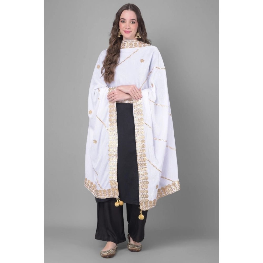 Women's Velvet Gotta Patti Dupatta (Off White, Length: 2.25 to 2.50 Mtr) - Image 4