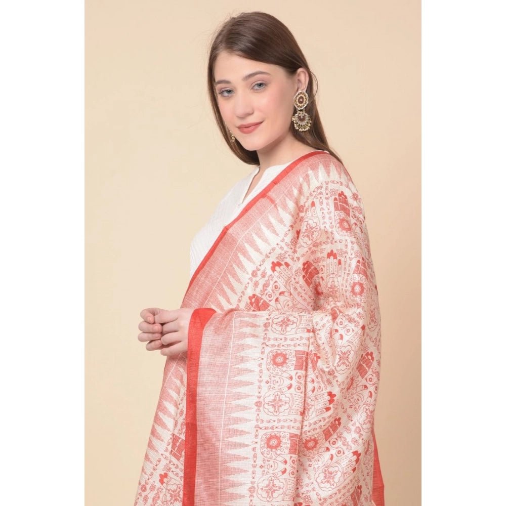 Women's Art Silk Printed Dupatta (Orange, Length: 2.25 to 2.50 Mtr) - Image 3