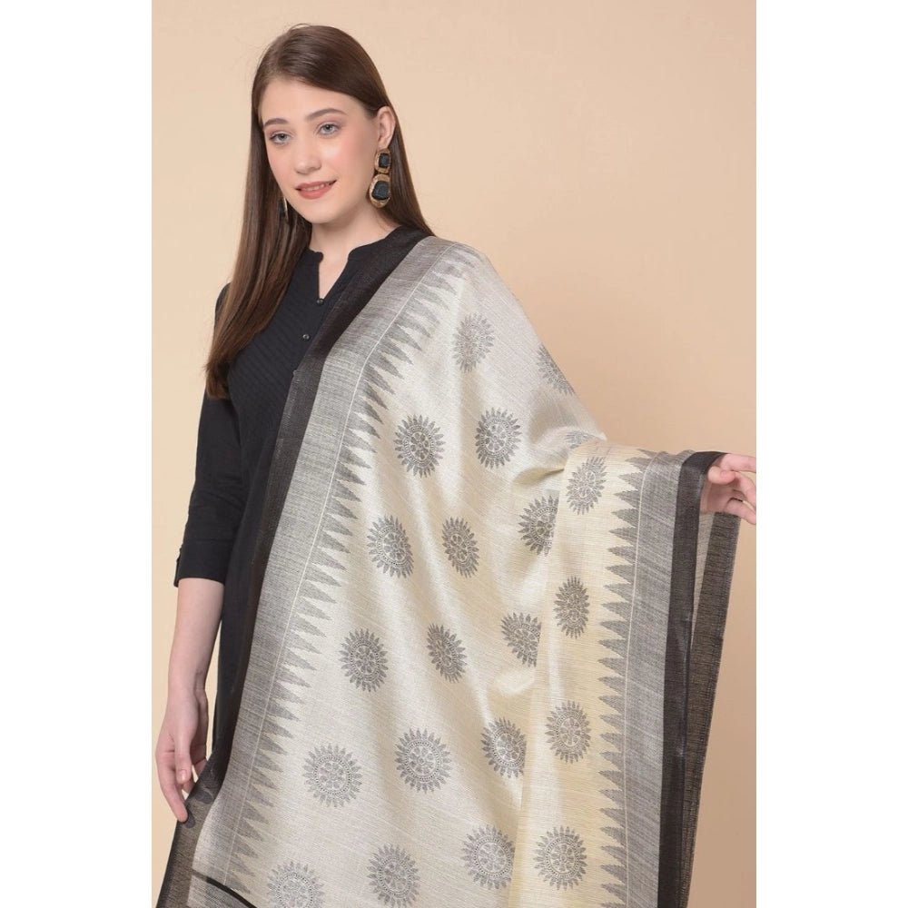 Women's Art Silk Printed Dupatta (Black, Length: 2.25 to 2.50 Mtr) - Image 2