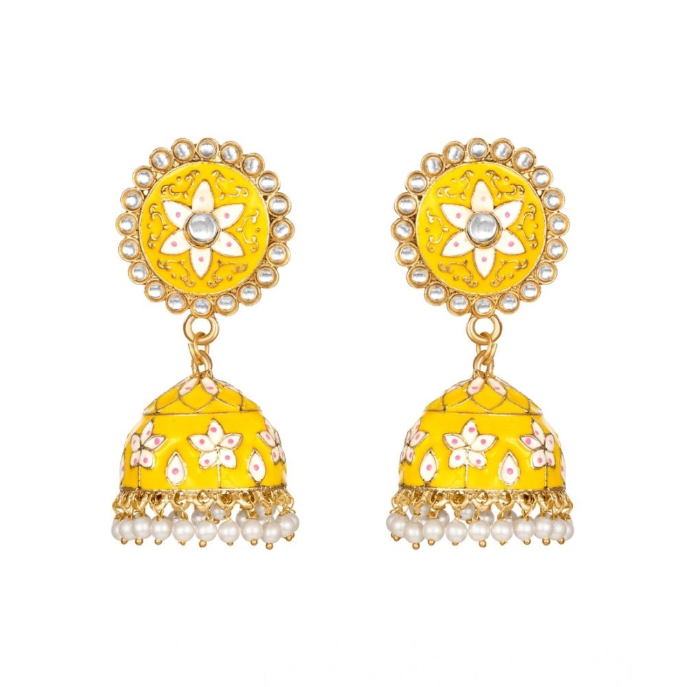 Women's Rose Gold Plated Alloy Earrings (Yellow)
