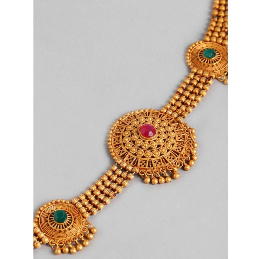 Women's Rose Gold Plated Alloy Necklace & Earings Set (Multicolor) - Image 2