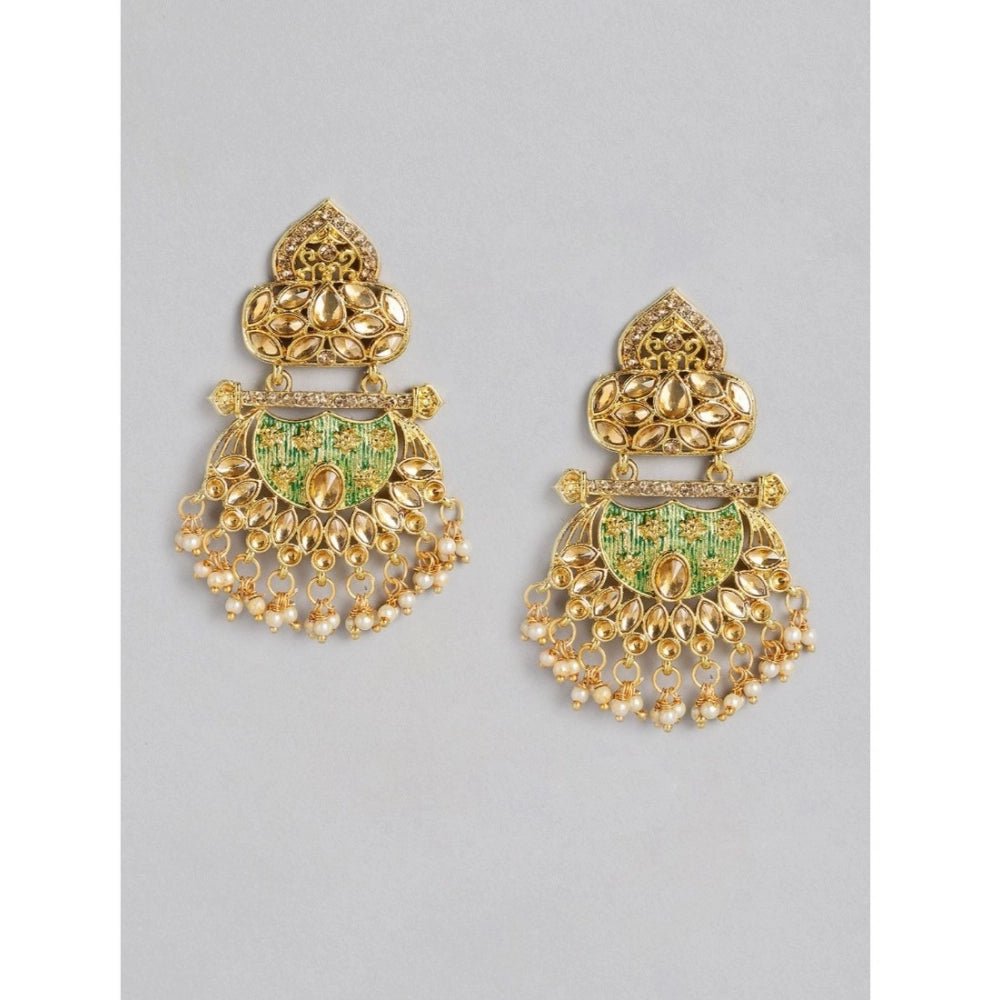 Women's Rose Gold Plated Alloy Earrings (Gold) - Image 4