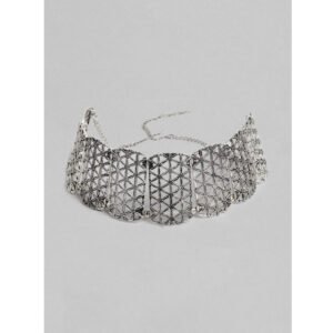Women's Rose Gold Plated Alloy Choker (Silver)