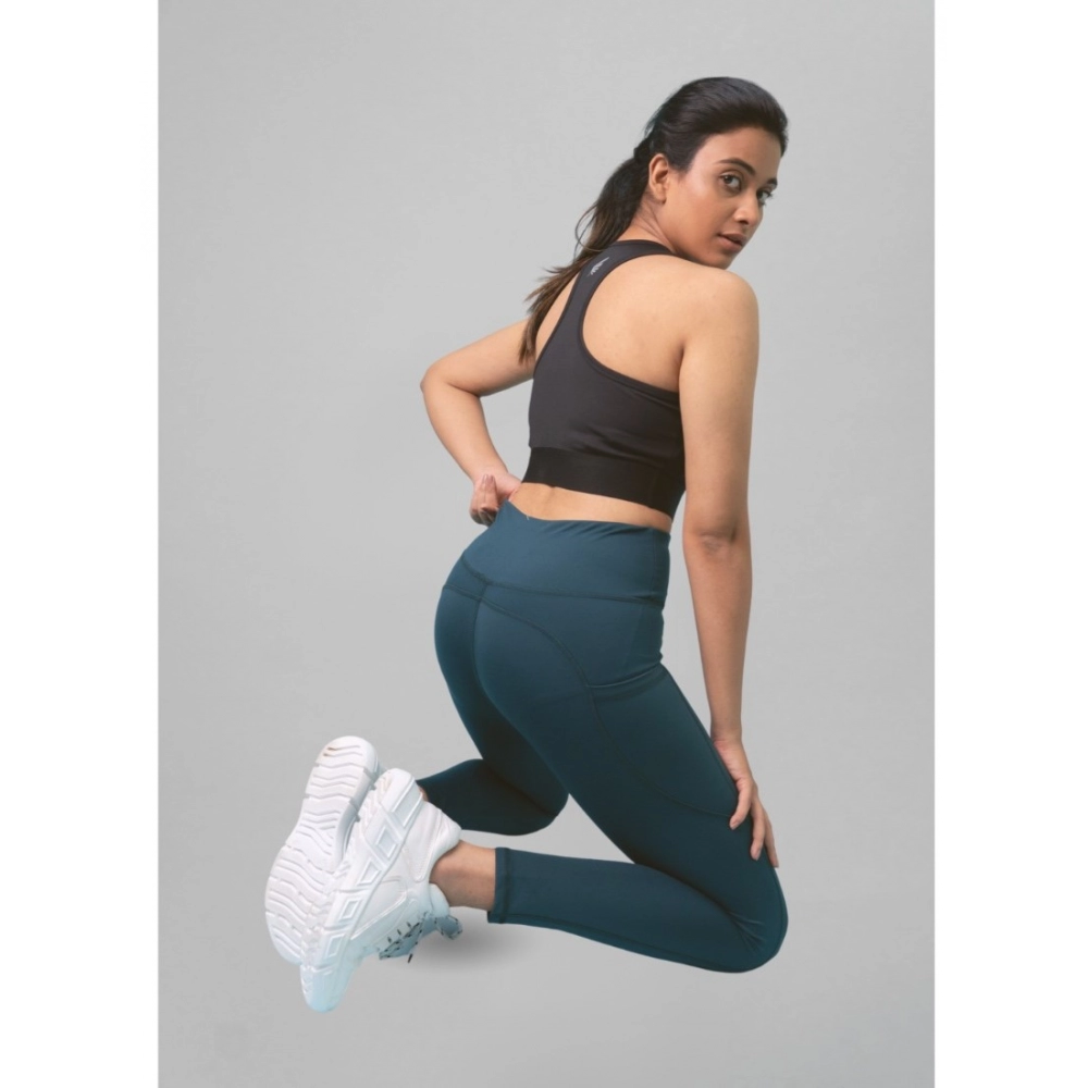 Polyster Solid Sport Leggings (Blue) - Image 3