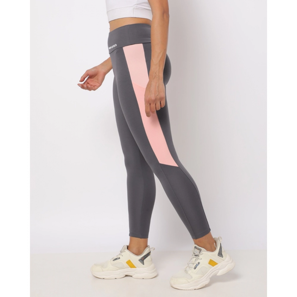 Polyster Solid Sport Leggings (Grey) - Image 2