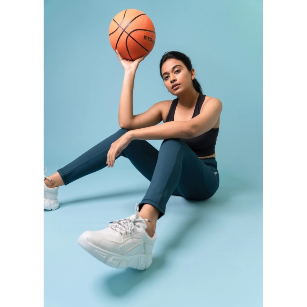 Polyster Solid Sport Leggings (Blue) - Image 2