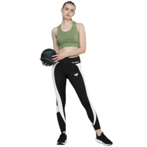 Polyster Solid Sport Leggings (Black & White)