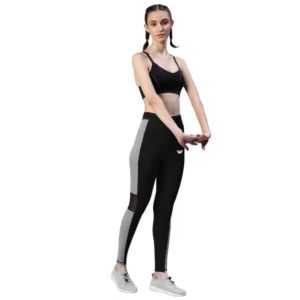 Polyster Solid Sport Leggings (Black & Grey)