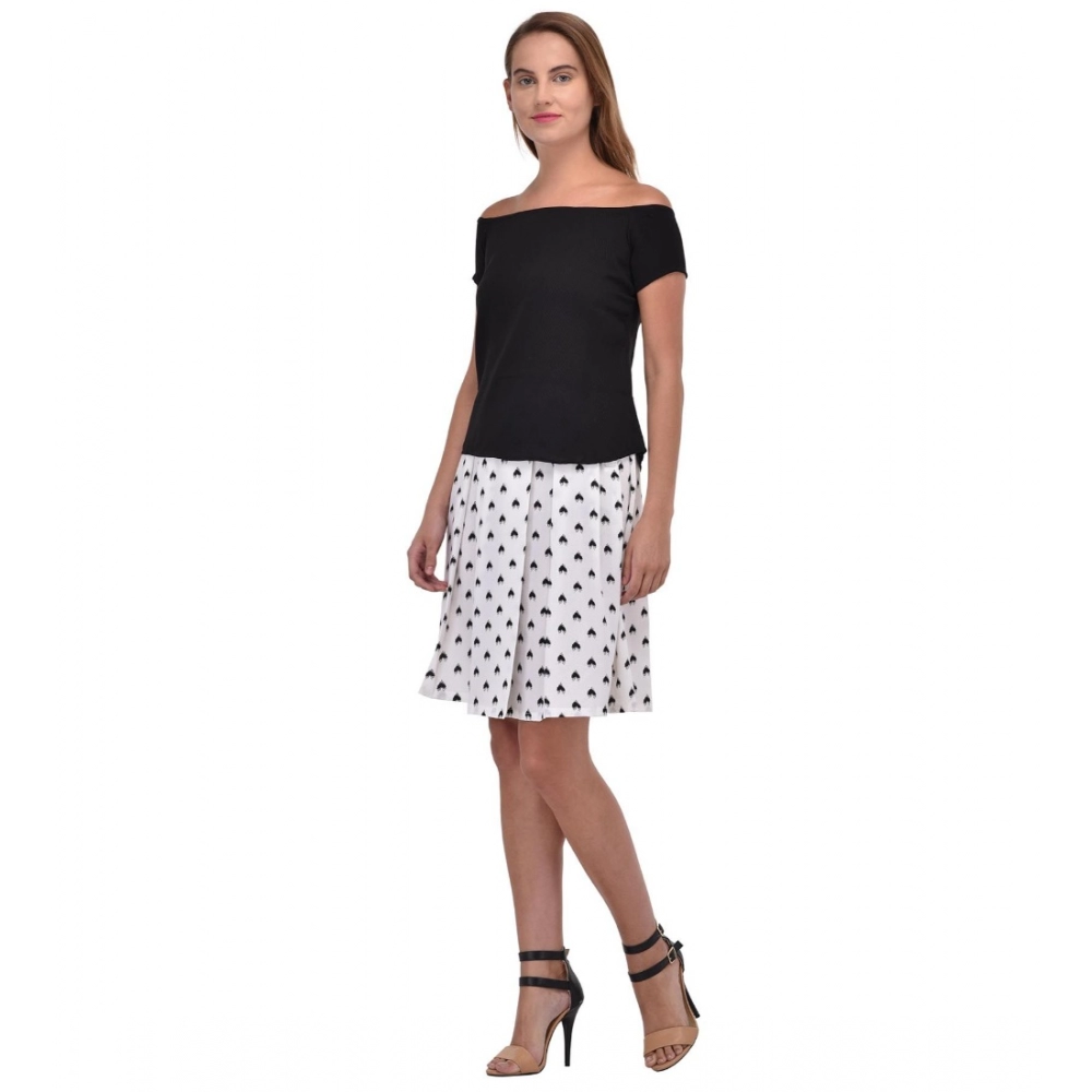 Cotton Blend Solid Short Sleeves Dress (Black) - Image 5