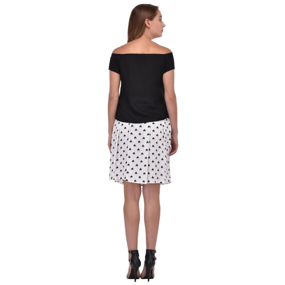 Cotton Blend Solid Short Sleeves Dress (Black) - Image 2
