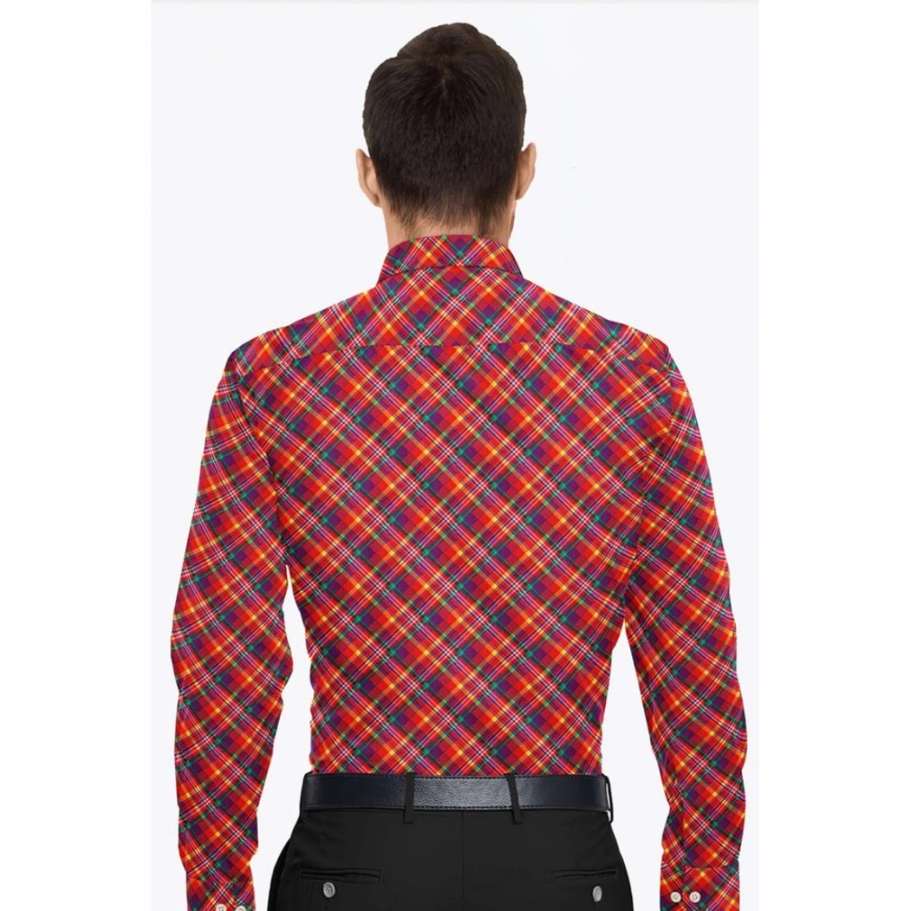 Cotton Blended Checked Full Sleeve Shirt (Red) - Image 6