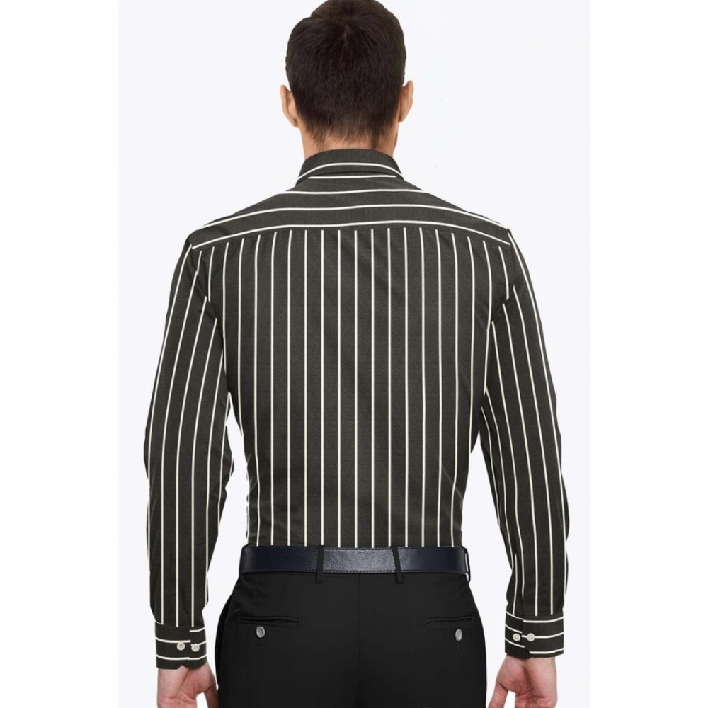 Cotton Blended Striped Full Sleeve Shirt (Black-White) - Image 6