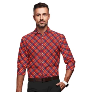 Cotton Blended Checked Full Sleeve Shirt (Red)