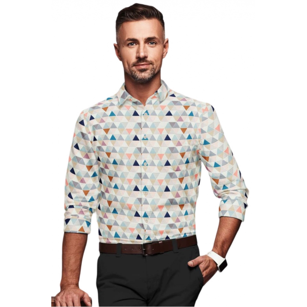 Cotton Blended Printed Full Sleeve Shirt (Multicolor)