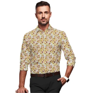 Cotton Blended Printed Full Sleeve Shirt (Multicolor)