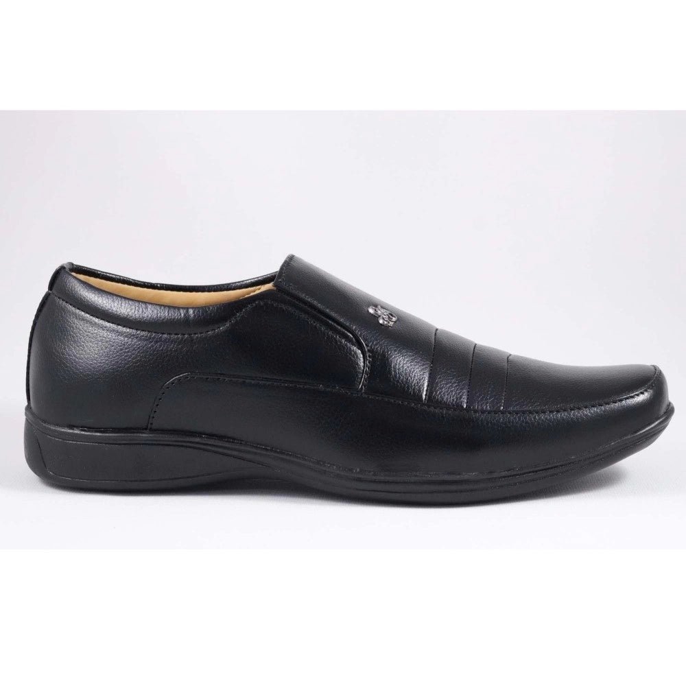Men's Faux Leather Formal Shoes (Black) - Image 4