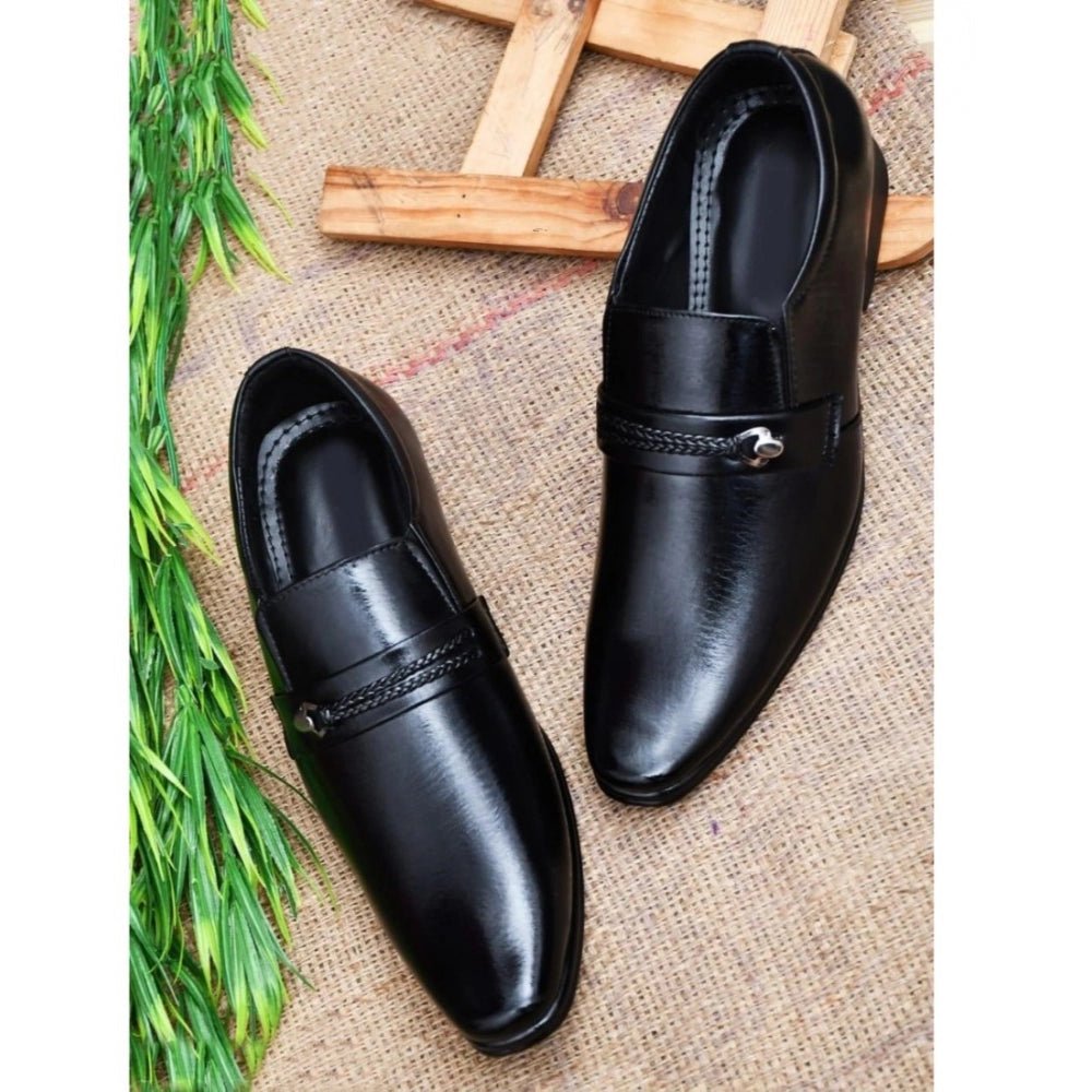Men's Faux Leather Formal Shoes (Black) - Image 5