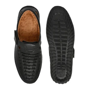 Faux Leather Sandal (Black)