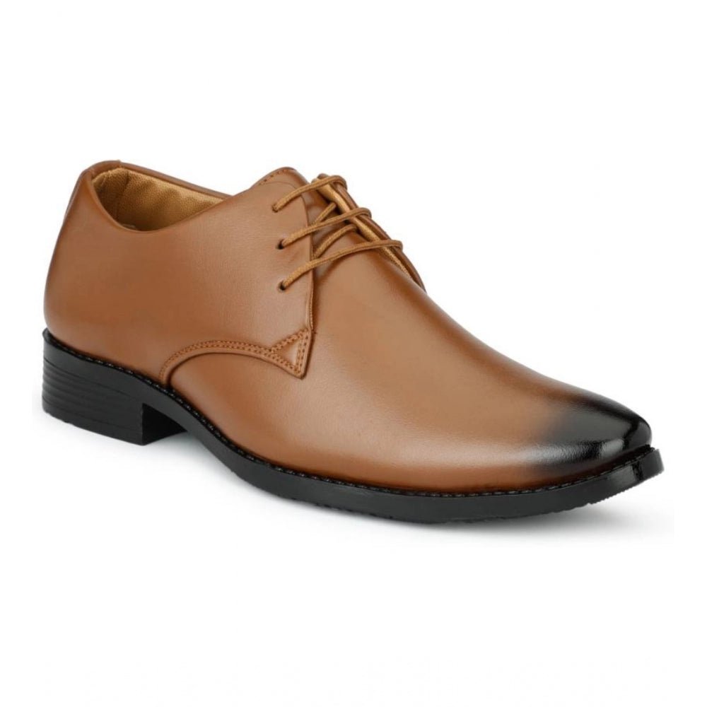 Men's Faux Leather Formal Shoes (Tan) - Image 5