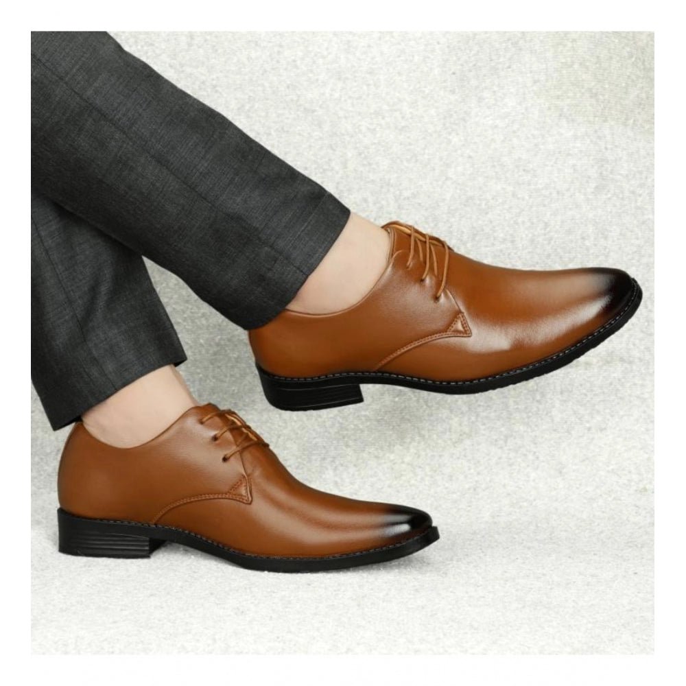 Men's Faux Leather Formal Shoes (Tan) - Image 4