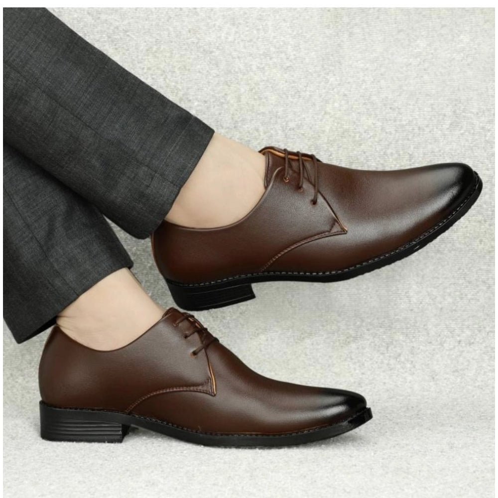 Men's Faux Leather Formal Shoes (Brown) - Image 4