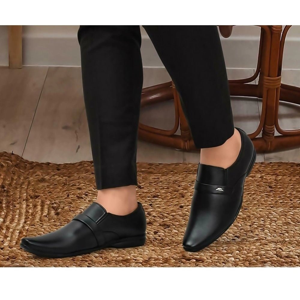 Men's Faux Leather Formal Shoes (Black) - Image 6