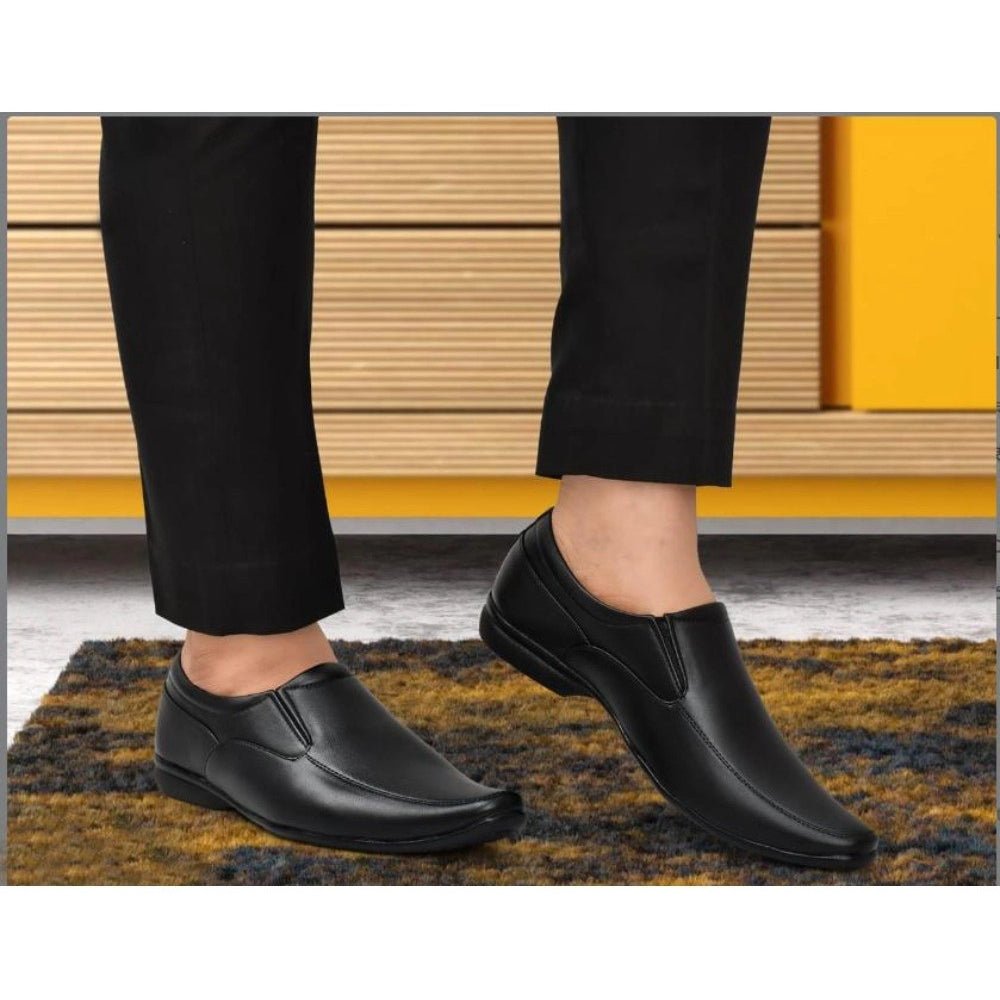 Men's Faux Leather Formal Shoes (Black) - Image 5