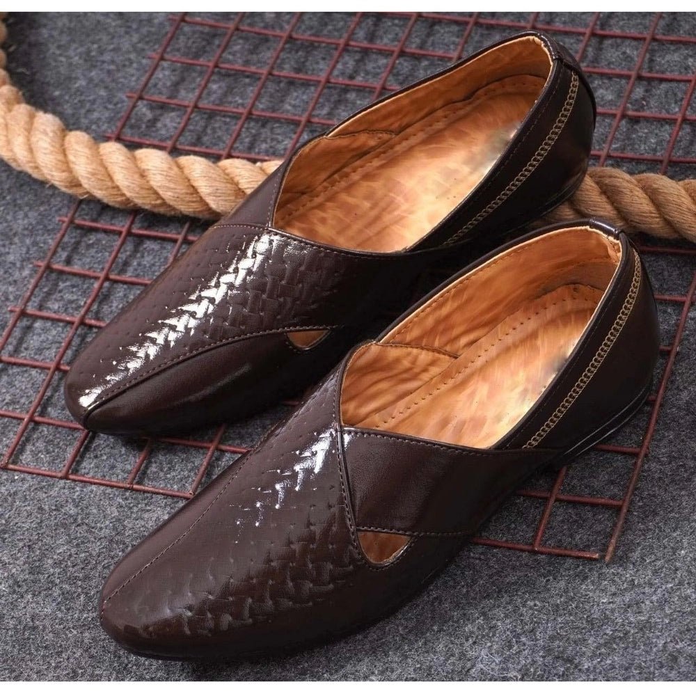 Men's Faux Leather Formal Shoes (Brown) - Image 5