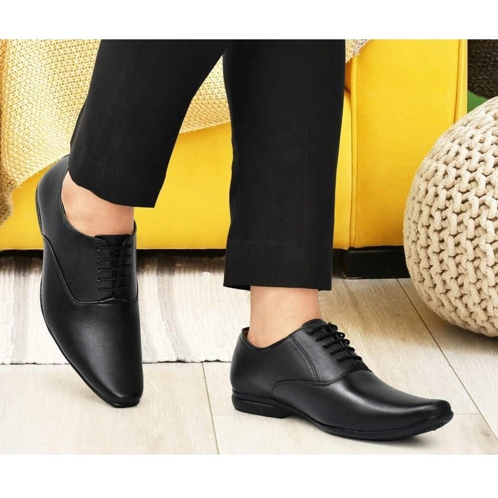 Men's Faux Leather Formal Shoes (Black) - Image 6