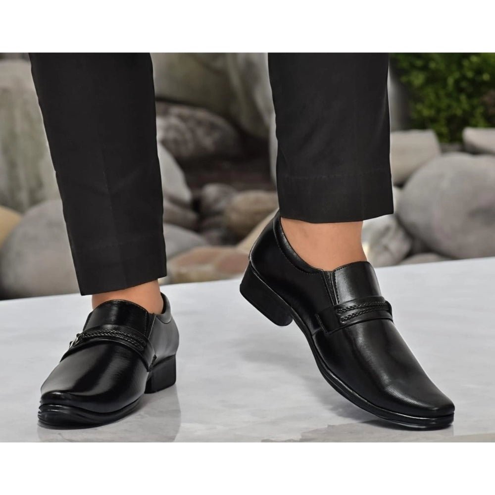Men's Faux Leather Formal Shoes (Black) - Image 2