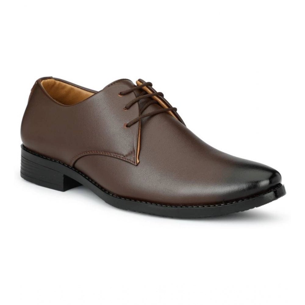 Men's Faux Leather Formal Shoes (Brown) - Image 5