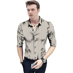 Casual Floral Printed Cotton Blend Unstitched Shirt Fabric 1.6 Mtrs (Brown)