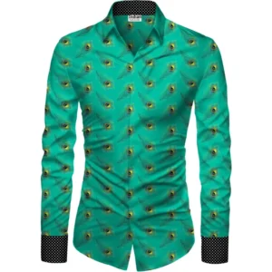 Casual Floral Printed Cotton Blend Unstitched Shirt Fabric 1.6 Mtrs (Green)