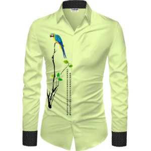 Casual Floral Printed Cotton Blend Unstitched Shirt Fabric 1.6 Mtrs (Green)