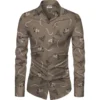 Casual Floral Printed Cotton Blend Unstitched Shirt Fabric 1.6 Mtrs (Brown)