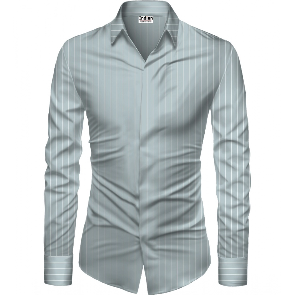 Casual Floral Printed Cotton Blend Unstitched Shirt Fabric 1.6 Mtrs (Grey)