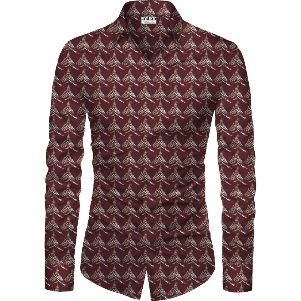 Casual Floral Printed Cotton Blend Unstitched Shirt Fabric 1.6 Mtrs (Maroon)