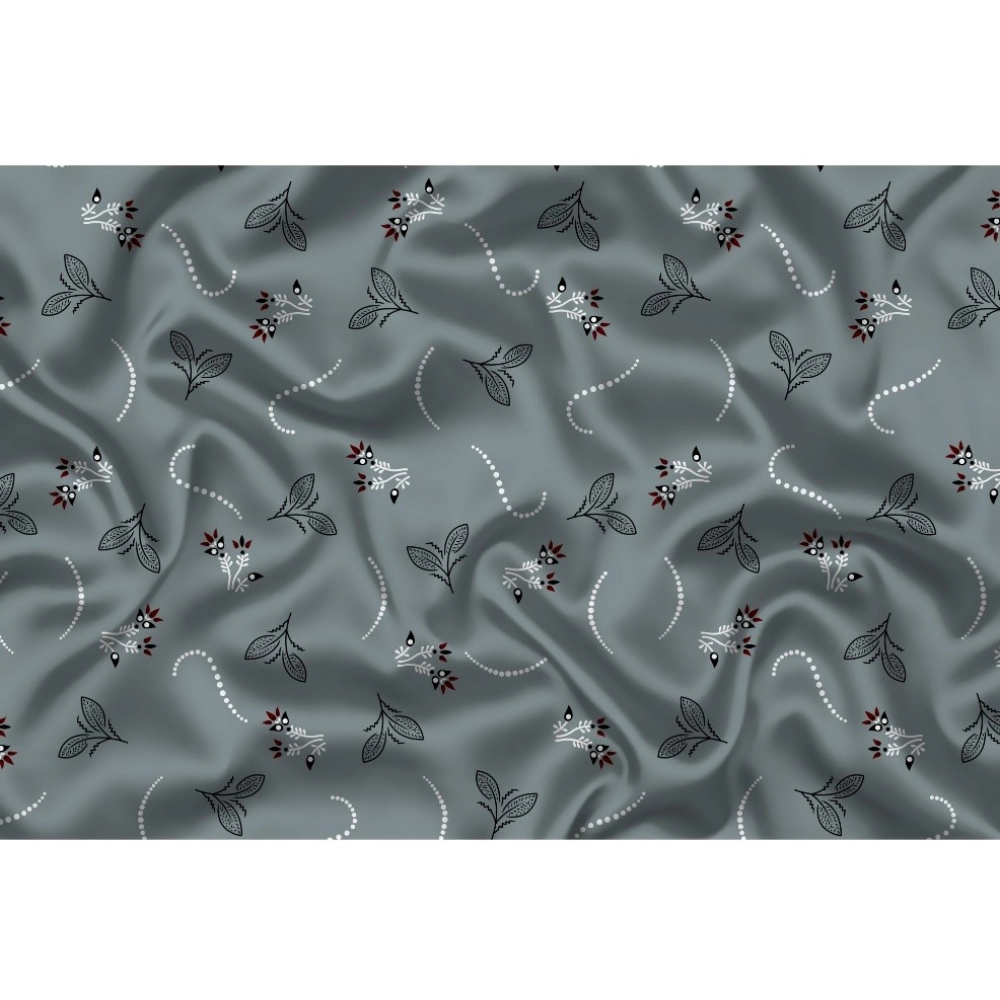 Casual Floral Printed Cotton Blend Unstitched Shirt Fabric 1.6 Mtrs (Grey) - Image 2