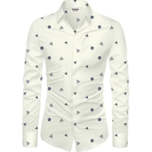Casual Floral Printed Cotton Blend Unstitched Shirt Fabric 1.6 Mtrs (White)