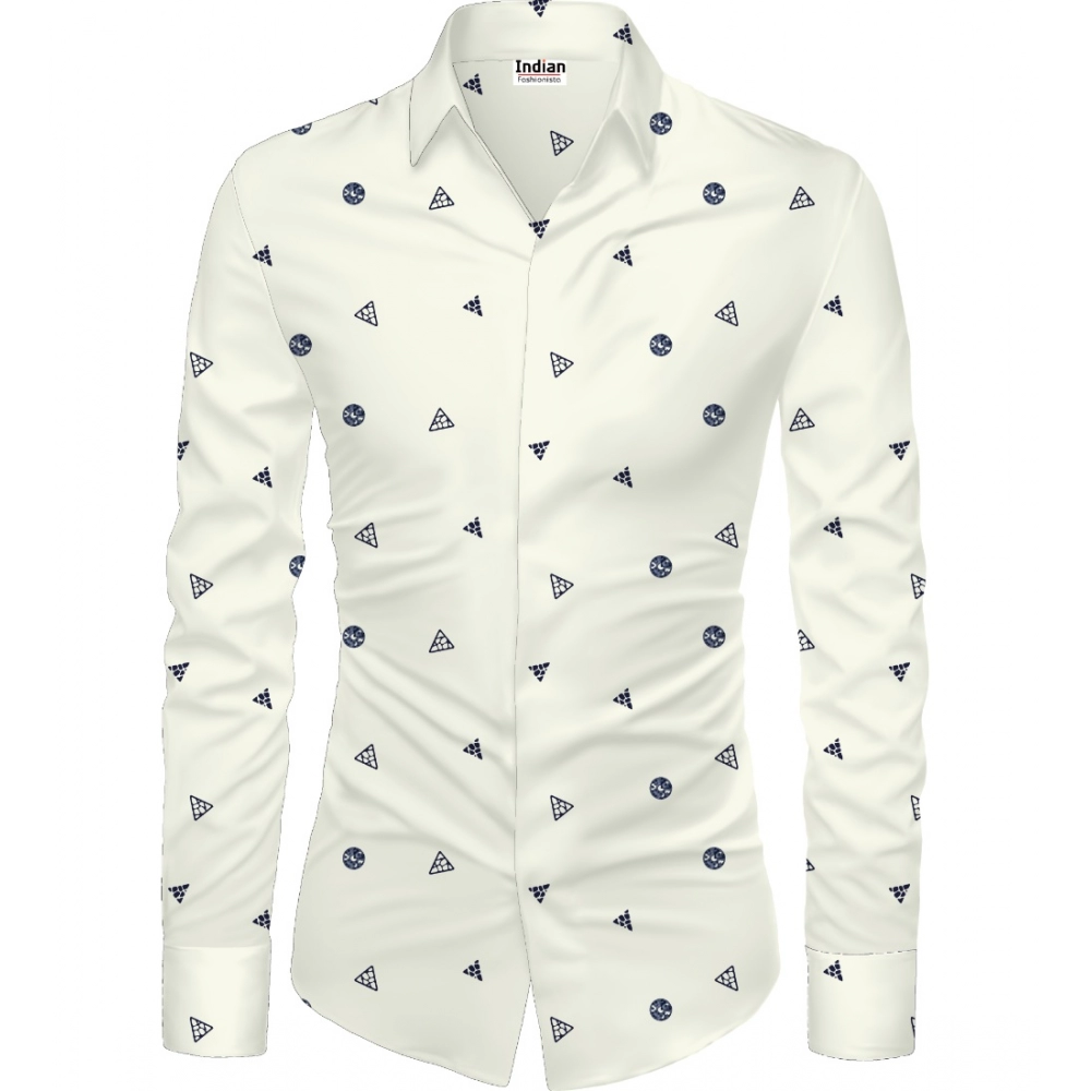 Casual Floral Printed Cotton Blend Unstitched Shirt Fabric 1.6 Mtrs (White)