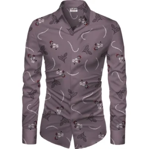 Casual Floral Printed Cotton Blend Unstitched Shirt Fabric 1.6 Mtrs (Violet)
