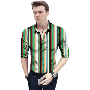 Casual Floral Printed Cotton Blend Unstitched Shirt Fabric 1.6 Mtrs (Green)
