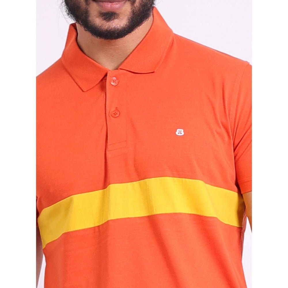 Men's Casual Cotton Printed Polo Neck Half Sleeve T-Shirt (Brown) - Image 3