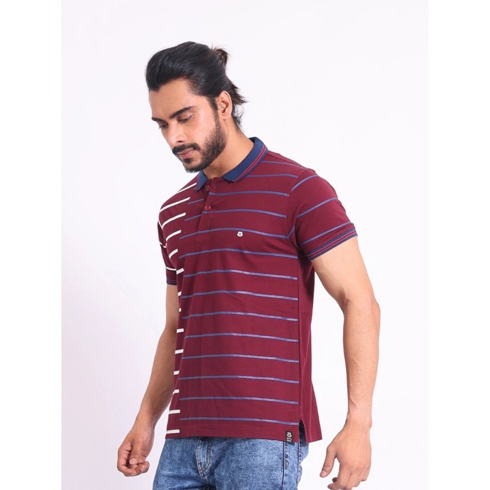 Men's Casual Cotton Printed Polo Neck Half Sleeve T-Shirt (Purple) - Image 6