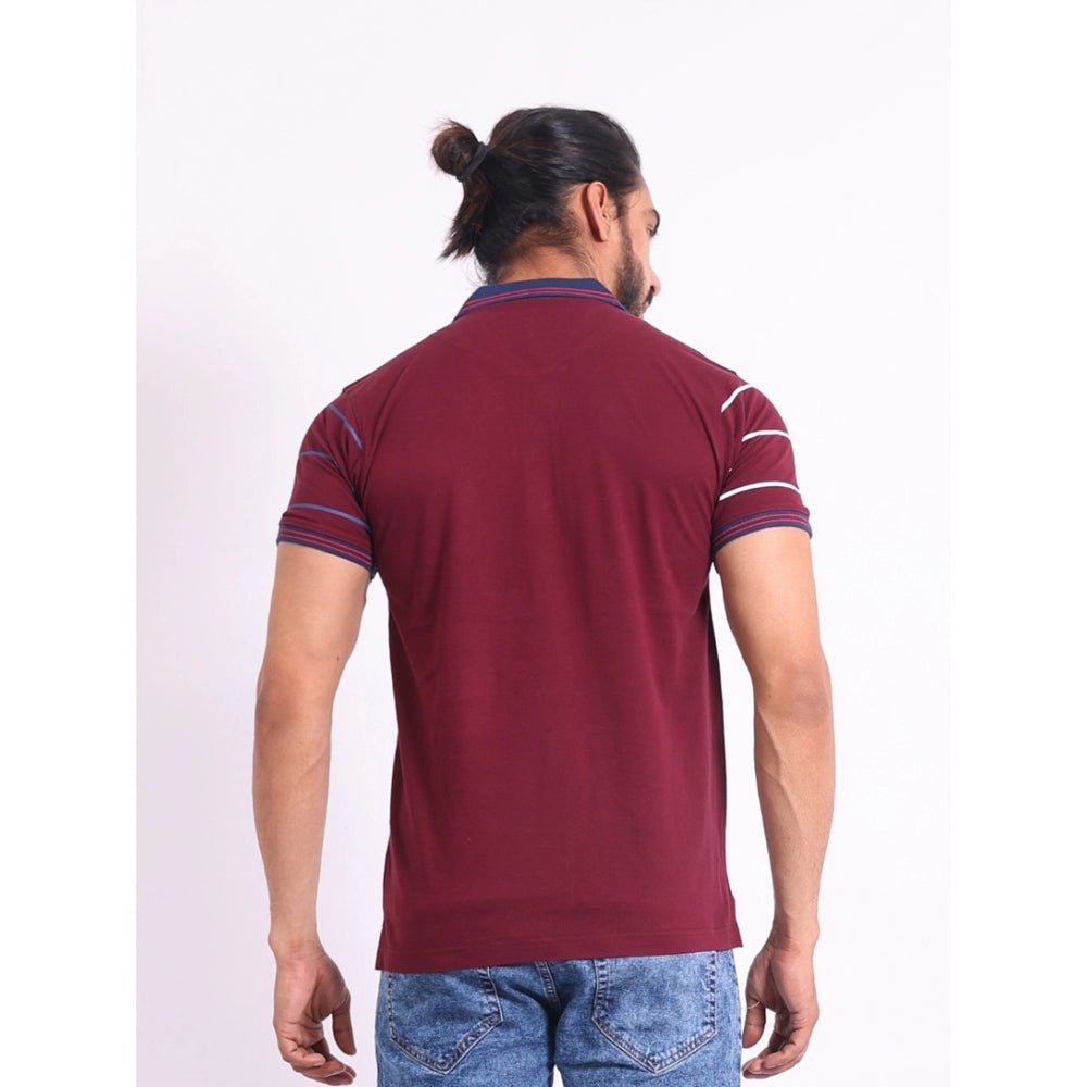 Men's Casual Cotton Printed Polo Neck Half Sleeve T-Shirt (Purple) - Image 7