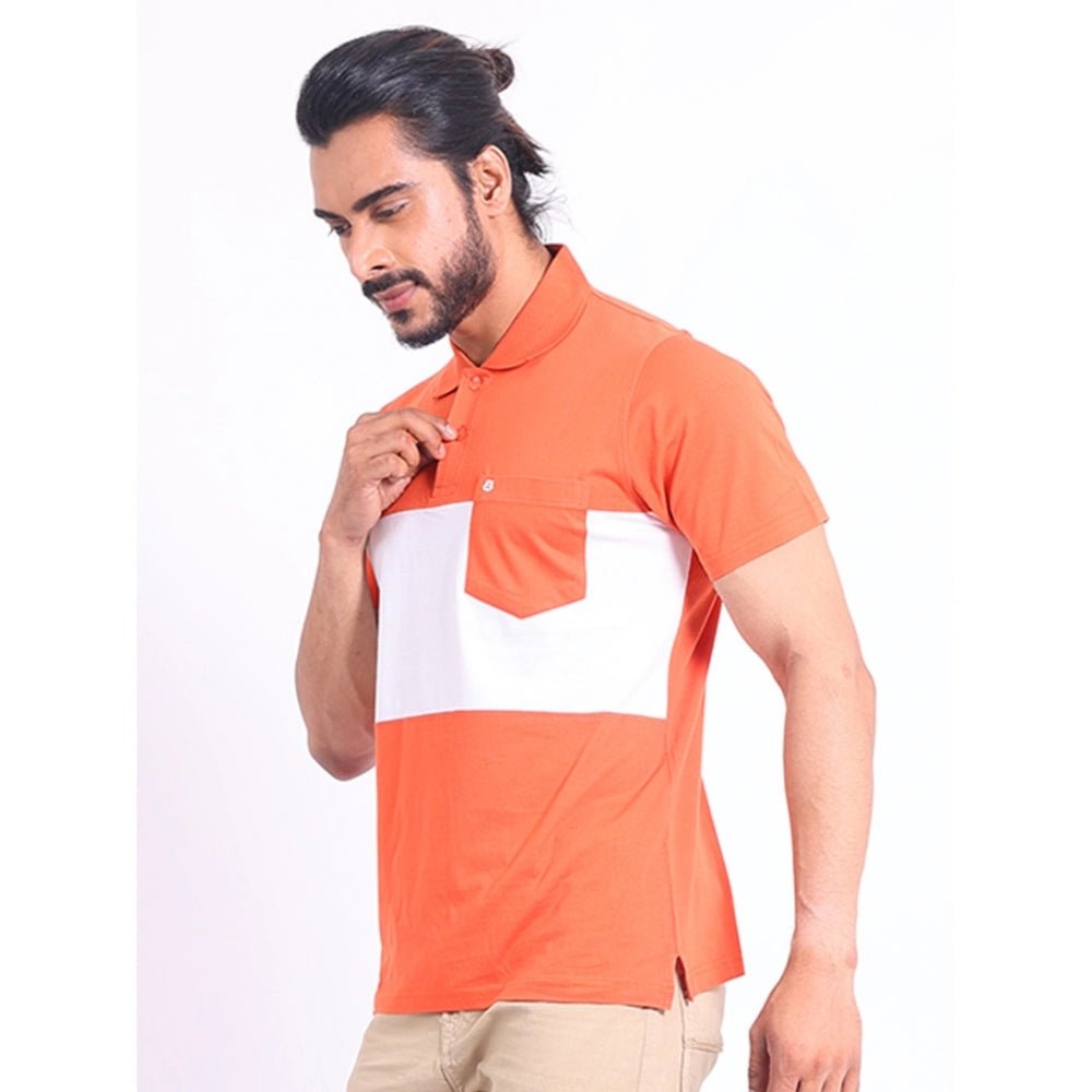 Men's Casual Cotton Printed Polo Neck Half Sleeve T-Shirt (Brown) - Image 6